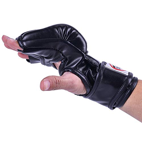 Sport Mma Boxing Gloves Punching Bag Training Muay Thai Compact Padding Fight Gloves Mitts Adjustable Wrist For Men And Women (Black) #TOP1