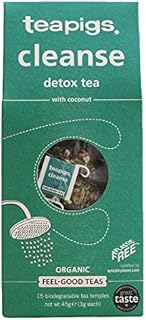 Teapigs Organic Cleanse Detox Tea Made With Whole Leaves and Herbs (1 Pack of 15 Temple Tea Bags) Feel Good Range