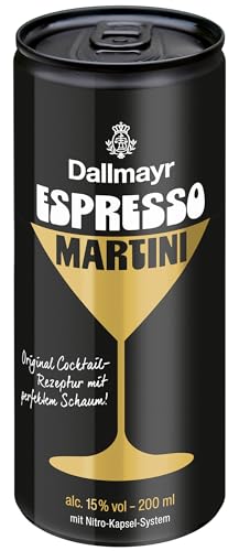 Dallmayr Espresso Martini Dose Einweg 200ml Ready-To-Drink Premium-Cocktail mit Nitro-Kapsel-System - alc. 15% vol