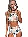 Blooming Jelly Womens Coconut Tree Print High Waist Bikini Set Bathing Suit, Multicoloured, Small, US4=UK8=EU34