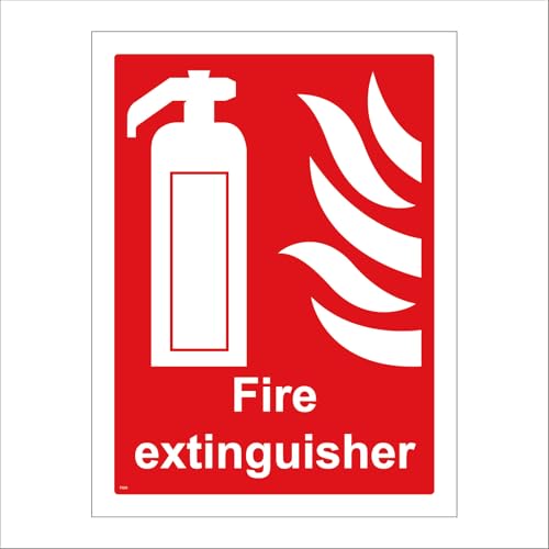 FI029 Fire Extinguisher Sign Hydrant in case of Emergency Sound Alarm Alert 200mm x 300mm Sticker/Sav - White Background