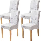 Yiaizhuo Chair Covers for Dining Room Set of 4 Pack Marble Slipcovers High Back Chairs Cover Stretch