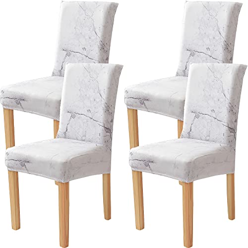 Yiaizhuo Chair Covers For Dining Room Set Of 4 Pack Marble Slipcovers High Back Chairs Cover Stretch Spandex Slipcover For Wedding Party Restaurant Grey #TOP25