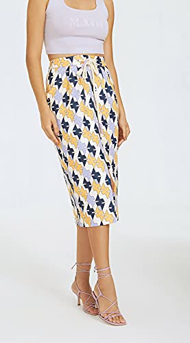 Saia Midi Reta Com Cordao, Morena Rosa, Feminino, Es-Laranja/Off White, 36