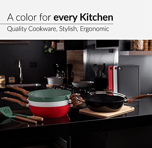 Phantom Chef 11" Deep Frypan 5 Qt Wok | Aluminum Body Non-Stick Ceramic Coating | With Soft Touch Stay Cool Handle | Dishwasher Safe | Non-Toxic Pfoa & Ptfe Free (Black) #TOP6