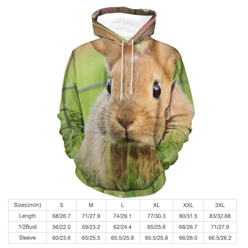 Sweats à capuche hoodie unisexe UMENG, pull molletonné imprimé lapin d'herbe taille S - 2