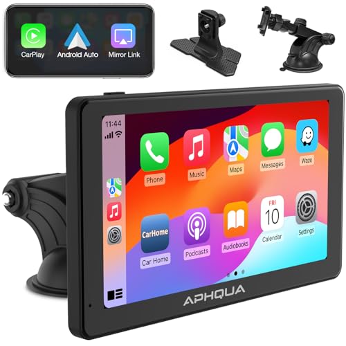 2024 Newest Wireless Portable Carplay and Android Auto,Carplay Screen for Car with Mirror Link/Bluetooth 5.0/AUX/FM,7‘’Carplay Box with Detachable Sunshade for All Vehicles