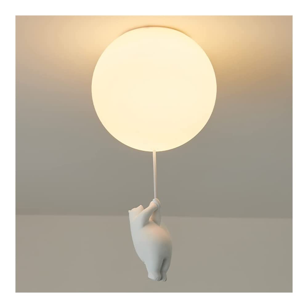 Polar Bear Ceiling Pendant Light, Nordic Cartoon Chandelier, Flush Mount Lighting Fixture for Bedroom, Kitchen, Kids Room