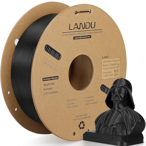 Landu PLA+ Filament Pour Imprimante 3D 1.75Mm 1Kg Pla Plus Filament MatÃ©riaux D'Impression 3D RÃ©sistance PrÃ©cision Dimensionnelle AmÃ©liorÃ©e +/-0.02Mm Pour La Plupart Des Imprimantes 3D Fdm, Noir