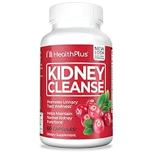 Health Plus Advanced Kidney Cleanse with Cranberry Extract, Turmeric Root and CoQ10, Helps Support Healthy Kidney Function & Urinary Tract Wellness, 60 Capsules