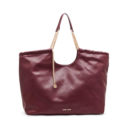 Fourre-tout Anne Klein laque cerise : grand sac matelassé à chaîne pour femme