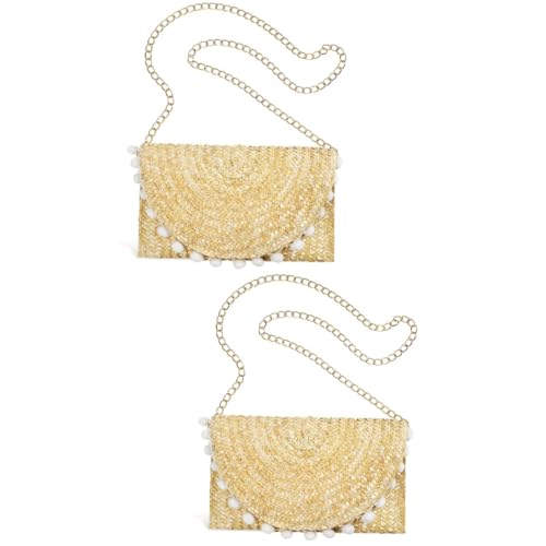Sac à bandoulière boho en lot de 2 avec pompon pour la plage et le shopping