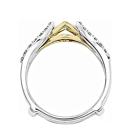 1Ct Diamond Enhancer Solitaire Engagement Ring 14K Two Tone Gold Plated Guard Wrap Jacket (4) #TOP3