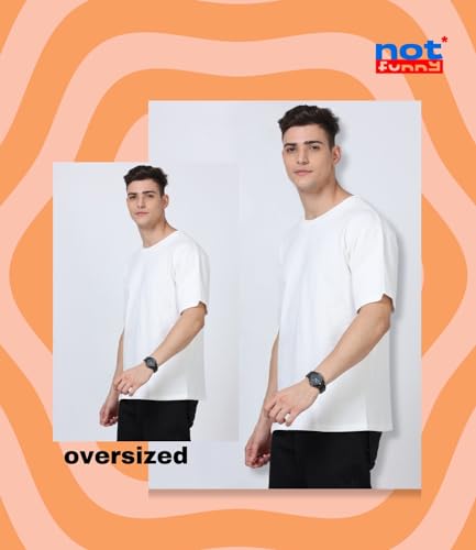 Image of Not Funny 280 GSM Pure Organic Cotton Oversized t Shirts for Men | Drop Shoulder Tshirt for Men & Boys (Available in Black, Blue, Beige,Orange & White)