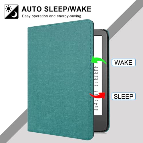 TOKILO Hülle für eReader 6.8 11. Generation, 2021 Release, Premium PU Ledertasche mit Auto Wake/Sleep Handschlaufe Faltbarer Stand Kartensteckplatz, inkompatibel mit Samsung 6.8 eReader, Grün Blau