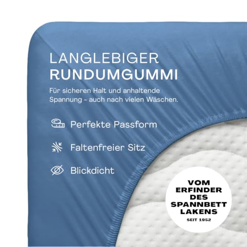 schlafgut Pure Spannbettlaken 90x200 cm Bio-Baumwolle Jersey, Blue Mid – Ansicht 3
