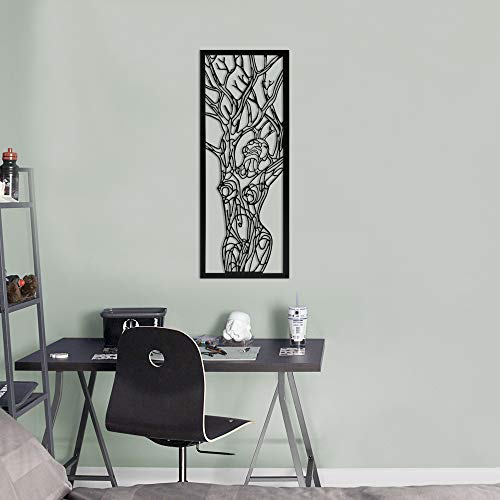 Baupor Minimalist Line Art Woman; Tree Of Life, Metal Wall Decor, Aesthetic Design Gothic Home Decor For Room, Wall Art, Work Art, Personalized Gift (46 Inches X 17 Inches), Black #TOP6