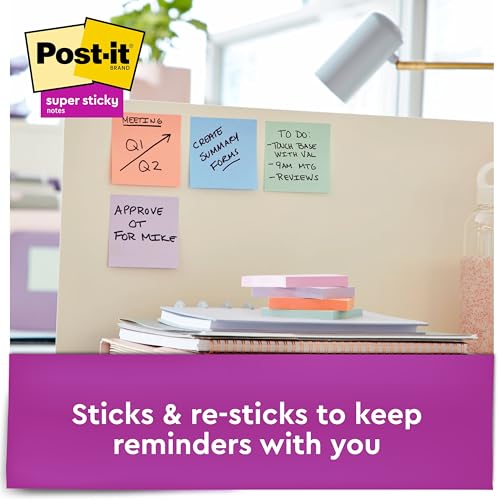 Image of Post-it Recycled Super Sticky Notes, 3 in x 3 in, Bali Collection, 6 Pads /Pack (654-6SSNRP)