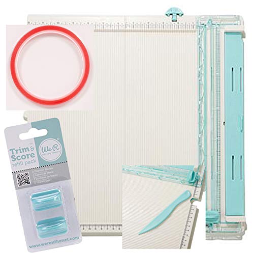 We R Memory Keepers Scoring Board for Paper Folding, Scrapbooking, Crafting, Trimming, Cutting, Crease Score Board Bundle with Super Sticky Tape (With Extra Blades)