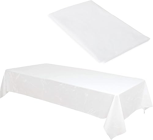 Miniatura 7 de TULLIPAK Manteles de plástico blanco a granel de 154 quilates, 36 x 108 pulgadas, perfectos para almuerzos escolares, artes y manualidades,