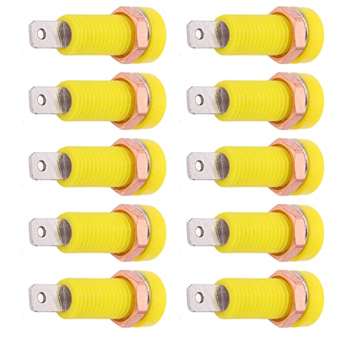 Image of 10pcs 4mm Banana Jack Socket, Banana Jack Connector Panel Mount Binding Post Connector Adapter Panel for Electronic Instrument (Yellow)