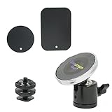 Livestream Gear - Universal Magnetic Phone Mount, Mini Ball Head with Lock and Hot Shoe Adapter for use with DLSR Camera or Tripod. Easily Attach a Phone via Magnetic Mount and Metallic Plates.
