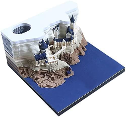 Tastefully 3D Memo Pad, 1Pc 160 Sheets Carving Art Notepad DIY Sticky Post Creative Stickers Papers Card Craft Treehouse Building Castle Dragon for Office/Reading Room/Studio (Potter Magic Castle)