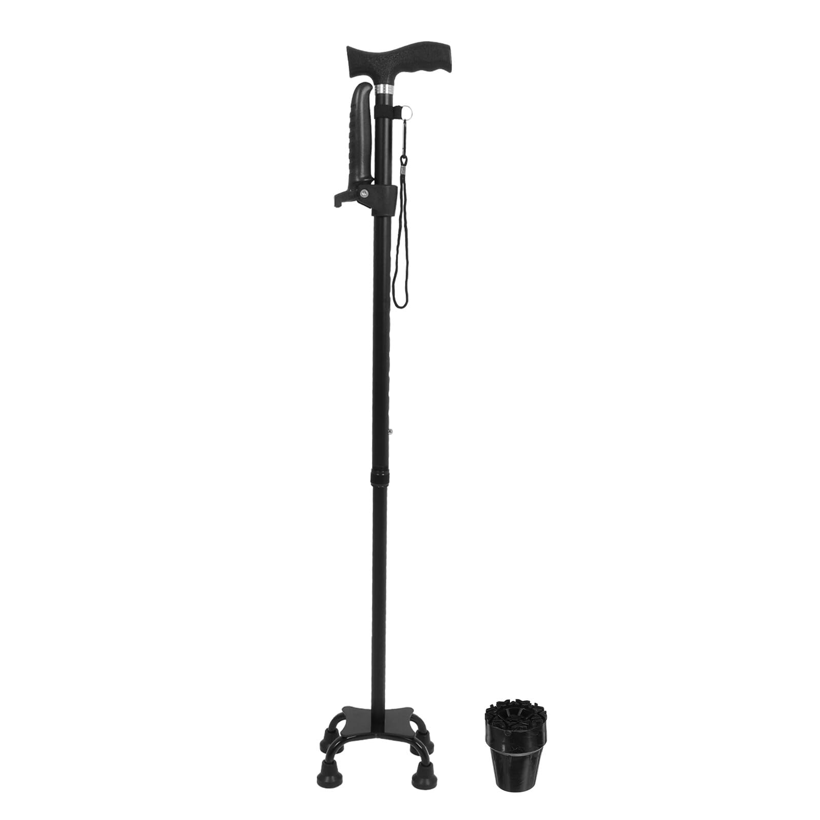 Bastón Plegable Ajustable para Ancianos con Doble Base Antideslizante, Mango ergonómico y Altura telescópica Ligera, Ideal para Apoyo Seguro en Interiores y Exteriores