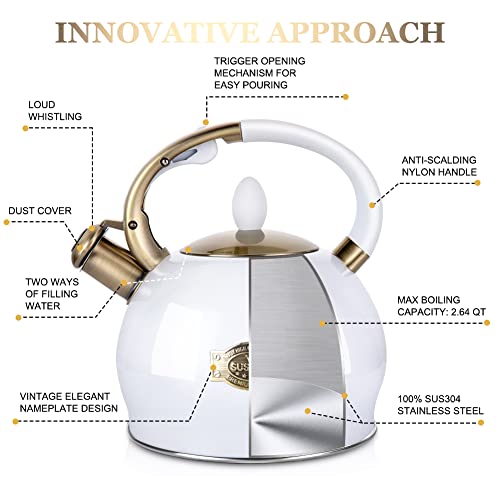 image for SUSTEAS Stove Top Whistling Tea Kettle - Food Grade Stainless Steel Te