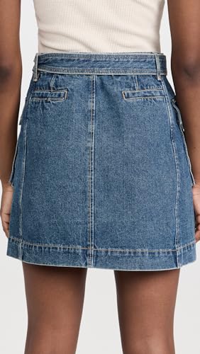 Pixie Market Women's AR Denim Cargo Belted Mini Skirt3