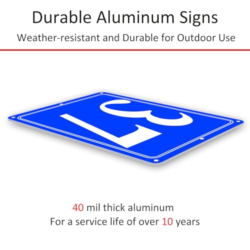 Image of Premium Aluminum Number Signs 37, Metal 12 inch X 8 inch Blue Numbered Signs Outdoor for Parking Lots, Floor, Dock, Court, Aisle, Field, High Visibility, No Fade, Weather-resistant