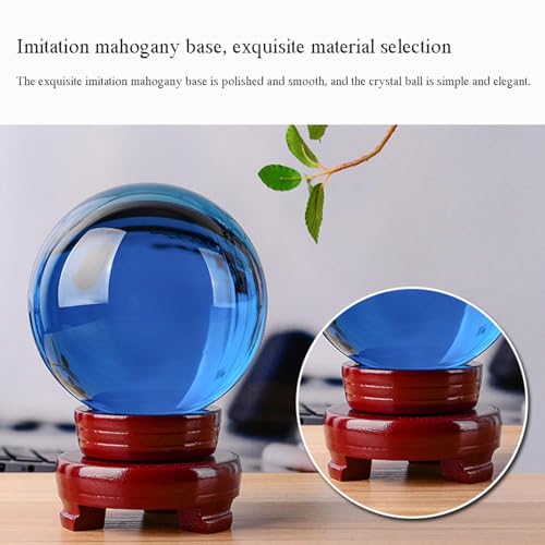 Boule de cristal bleu 5cm sphère de décoration avec support bois