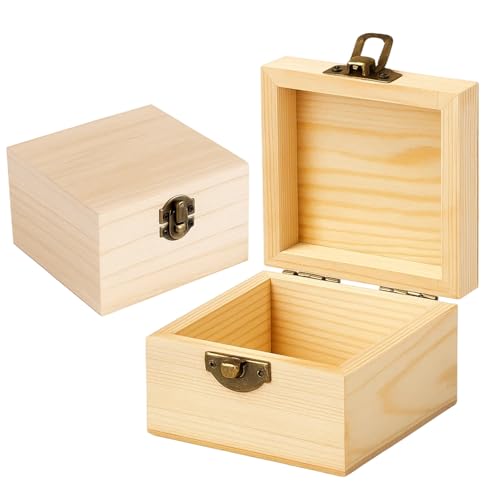 KRYMXAR 2 Stück Holzkiste mit Deckel Holzbox Klein Holzschatulle mit Deckel für Aufbewahrung Kleine Holzkiste Als Geschenkbox Holz