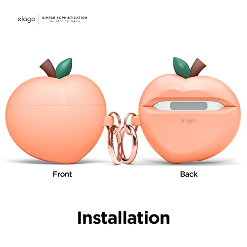 elago Peach Cover for AirPods 3 Case, Cute 3D Design for AirPods 3rd Generation 2021, Protective Silicone with Keychain, Wireless Charging by elago - Image 7