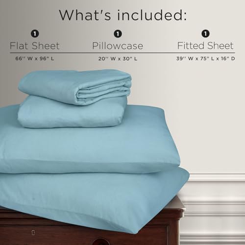 Image of Briarwood Home Flannel Sheet Set, 100% Organic Cotton, Six-Fold Brushed, Super Soft, Warm, Cozy, Deep Pocket Bedding with NanoTech Infuse for Added Durability and Lasting Comfort (Twin, Sky Blue)