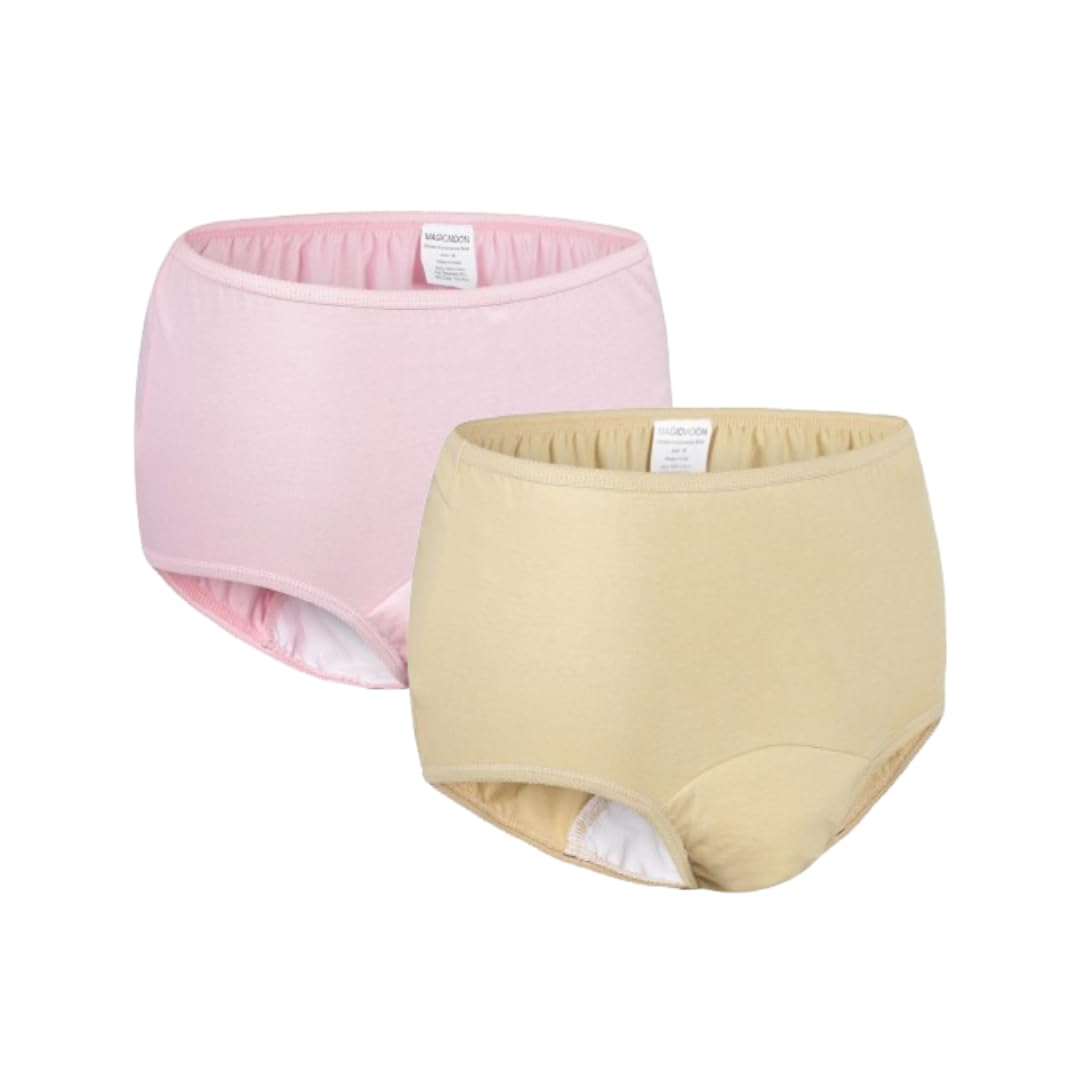 Magic Moon Reusable adult diaper, Washable adult diapers, Incontinence Protective Underwear for Women, Bedwetting Panties For Women, Leak Proof, Both Color(Pack of 2) (PINK & BEIGE, 2XL)-image-7