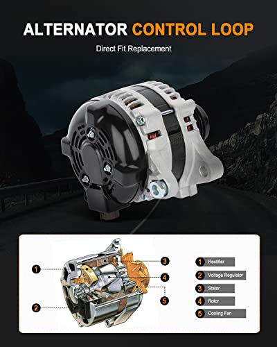 Asape 11385 27060-0T040 High Output Alternator Replacement For 2009-2010 For Toyota For Corolla 1.8L 2009-2010 For Pontiac For Vibe 1.8L 2009-2010 For Toyota For Matrix 1.8L 104210-2800 27060-37040 #TOP2