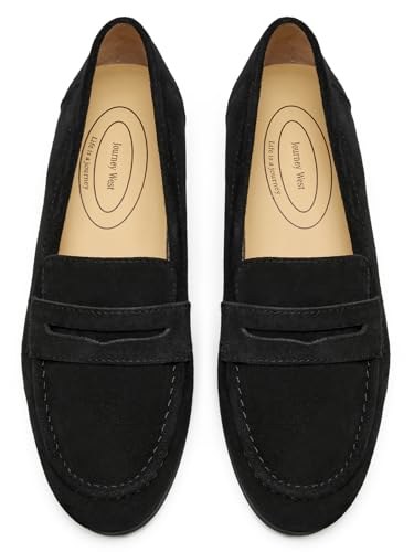 Image of Journey West Suede Tassel Loafer for Women Slip-on Belgian Penny Loafers Shoes for Women in Many Colors