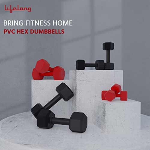 Lifelong-PVC-Hex-Dumbbells-Pack-of-2-5kg2-Black-Color-for-Home-Gym-Equipment-Fitness-BarbellGym-ExerciseHome-Workout-Gym-DumbbellsDumbbells-Weights-for-Men-Women-6-Months-Warranty