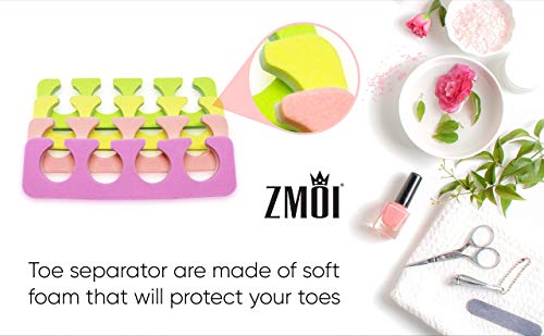 ZMOI Toe Separators Set - 24 Pieces Premium Pedicure Tool Kit Super Soft & Durable Two Tone ZMOI