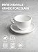 Sweese 6 Ounce Cappuccino Cups with Saucers, Porcelain Double Espresso Cups Set of 6 - White
