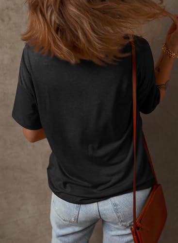 Dokotoo Womens Summer Tops Fashion 2025 Half Sleeve Fluffy Touch Waffle Knit Shirts Casual V Neck Colorblock Patchwork Blouse3