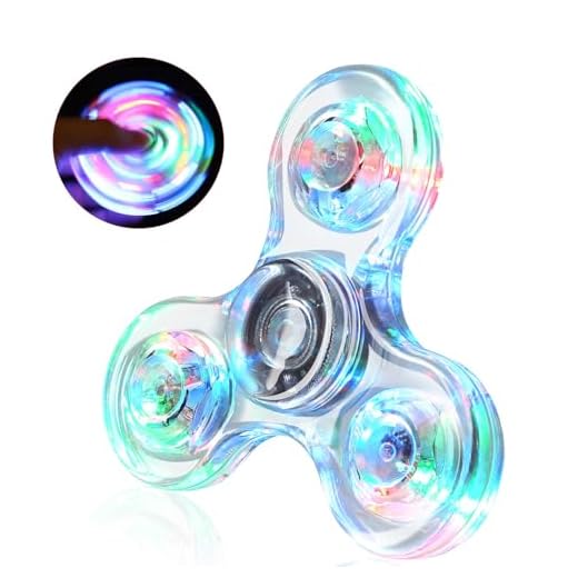 SCIONE Fidget Spinner LED Crystal Hand Spinner Luminoso Juguete Sensorial Fidget Toys Anti Estrés TDAH para Niños Adultos Halloween Navidad Blanco