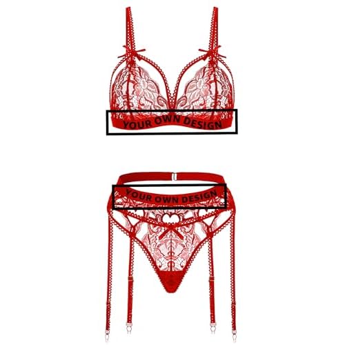 RSLOVE Women Lingerie Sets with Garter Belt 3 Piece Lace Teddy Babydoll Bodysuit Small Black