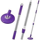 Spin Mop Replacement Handle 360 Degree Spin Mop Pole Handle Replacement Rotating Telescopic Stick for Head Replace Spinning Household Cleaning Accessories for Home(Purple)