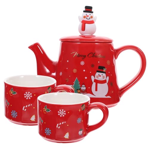 DECOMELODY クリスマスモチーフ ティーポット 持ちやすいハンドル付き 食器棚