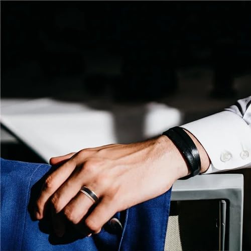 Anillo de carburo de tungsteno negro para hombre y mujer alianza cepillada 2