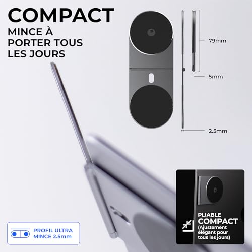 Support téléphone magnétique Edge Pro Core pour ordinateur portable, compatible Magsafe gris - 4