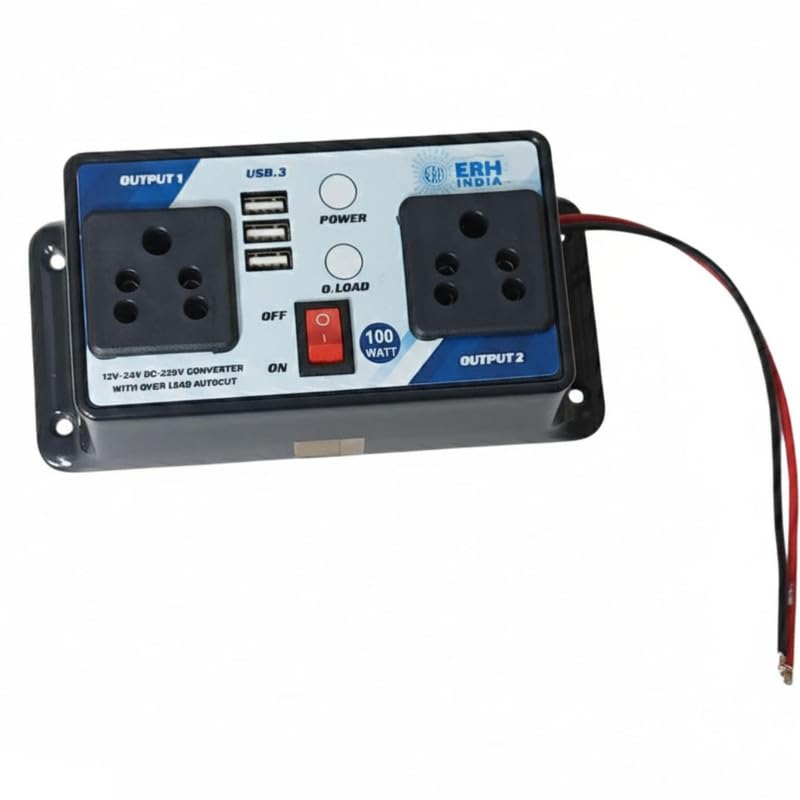 Compact 100 Watt DC to AC Converter 12V 24V to 220V Inverter with 3 USB Ports for Car, Bus, Truck, E-Rickshaw, Solar Panels-image-34