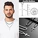 Romass Easter Basket Stuffers 4Pcs Cross Necklace for Men,Stainless Steel Chains for Men Layered Necklaces Silver Gold Black Pendant Jewelry Box Gifts 18-24 Inches (4Pcs 18in/20in, Silver+Black)